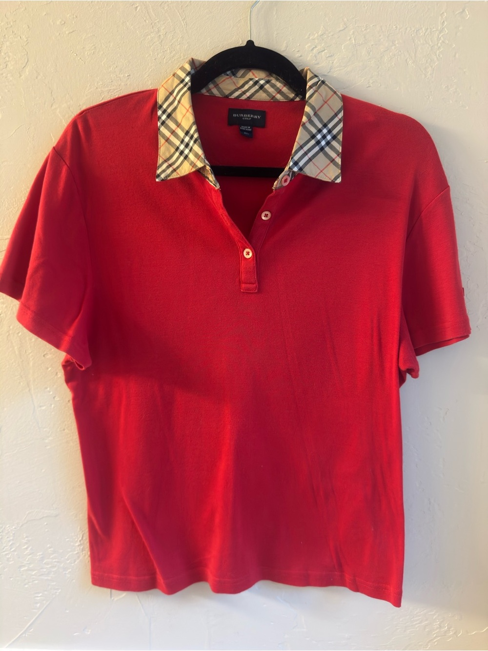 AUTH Burberry Women’s Golf Red Polo Short Sleeve Shirt